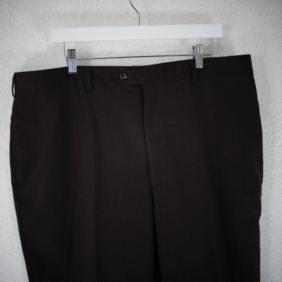 Jos A Bank Signature Brown Flat Front High Rise Dress Pants 39/32 Lined Partiall - Picture 2 of 6